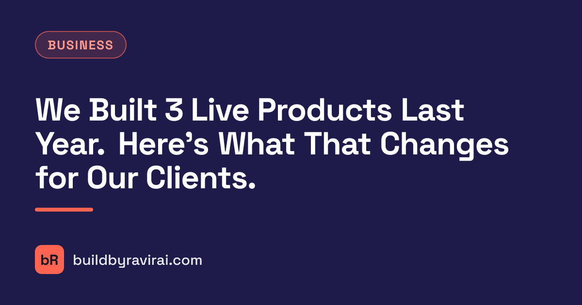 Business, We Built 3 Live Products Last Year. Here's What That Changes for Our Clients.